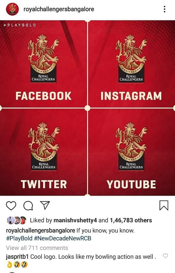 Bumrah's comment on the post
